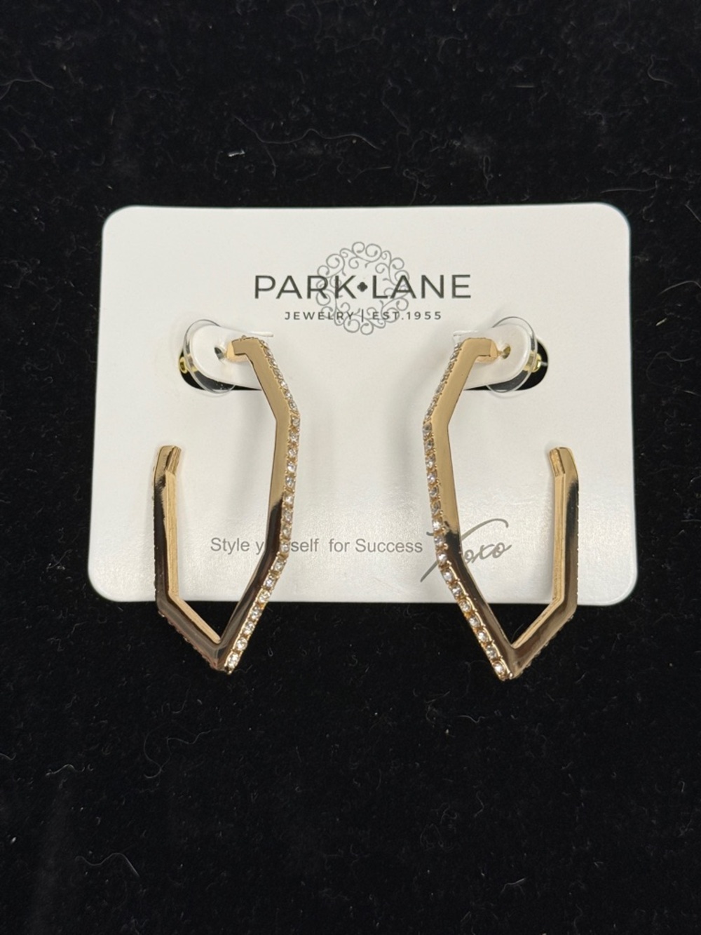 Park Lane Gold Crystal-Trim Angular Hoop Earrings
